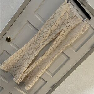 Cream Lace Flared Pants